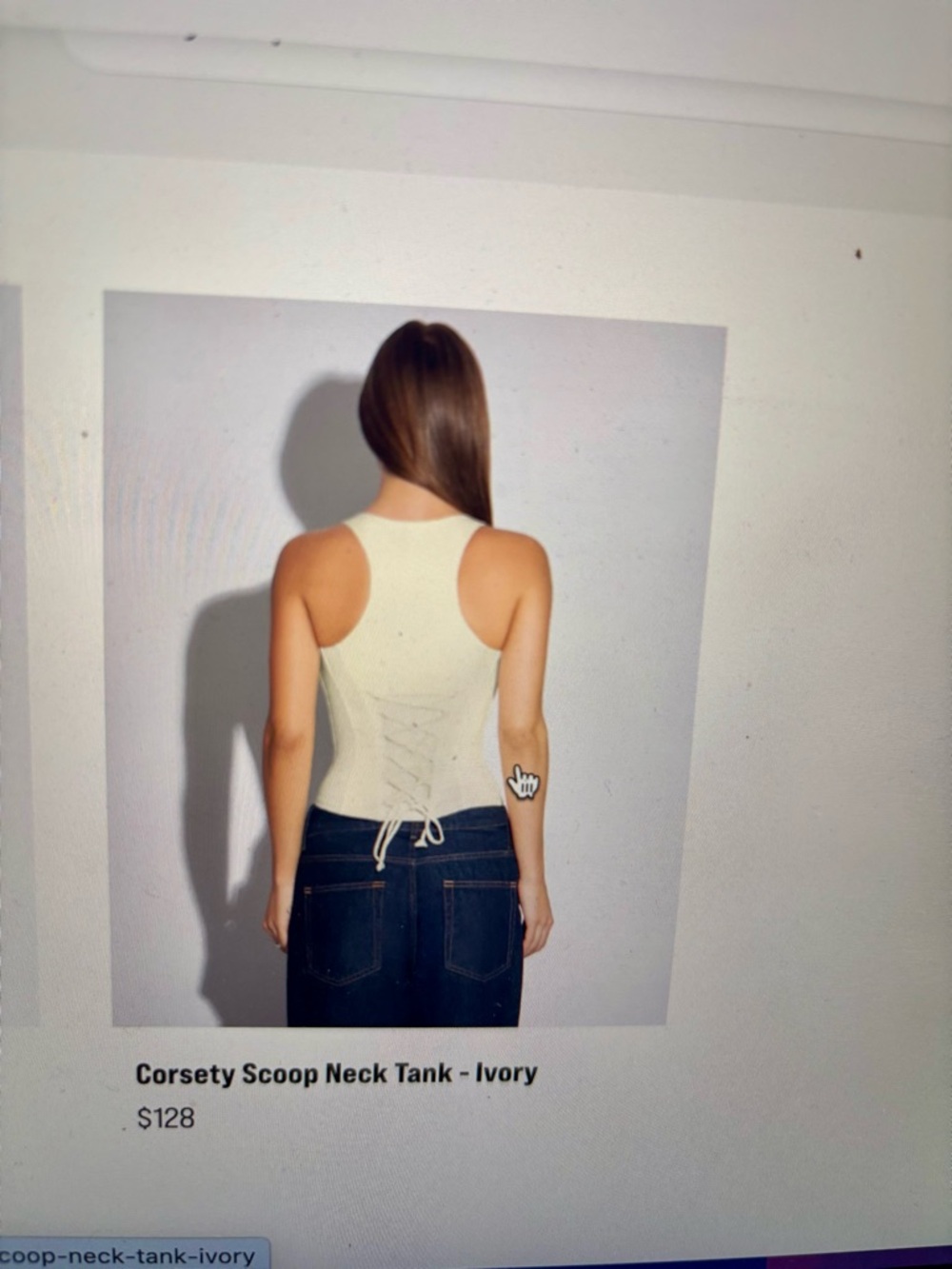 Corsety Ivory Scoopneck Tank TA3 Zip-Front with Lace-up back. - Picture 2 of 12